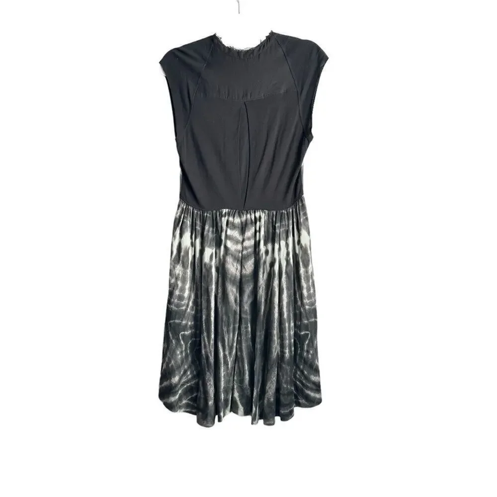 RAQUEL ALLEGRA Tie Dye Raglan Silk Dress Women's 2/M 4-6 Black‎ Gray Green Boho